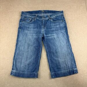 7 For All Mankind Shorts Women's Size 28 Blue Bermuda Low Rise Denim Made in USA